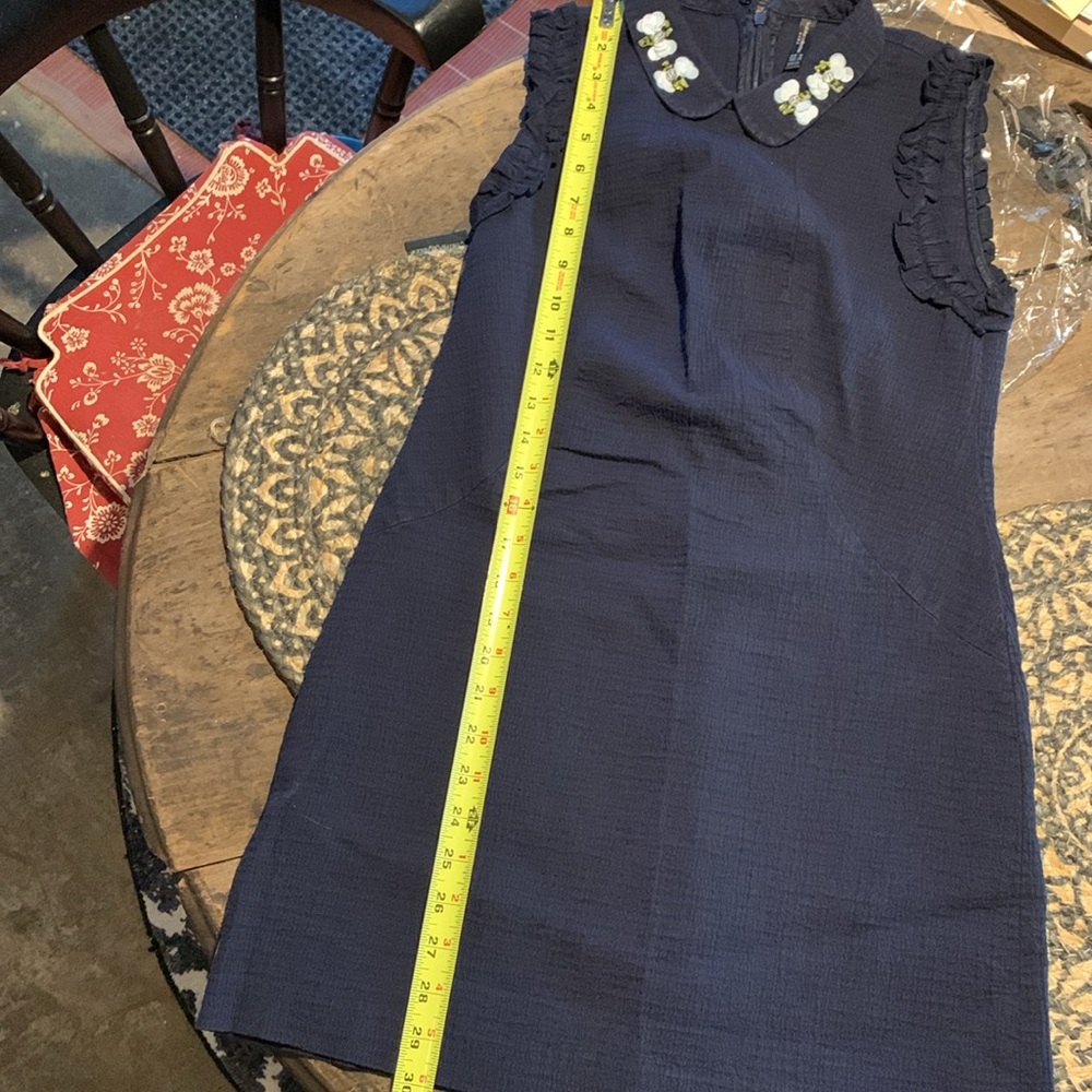 Zara Trafaluc Mini Shift Size M Navy Sleeveless Dress With Sequin Bee - Picture 10 of 10